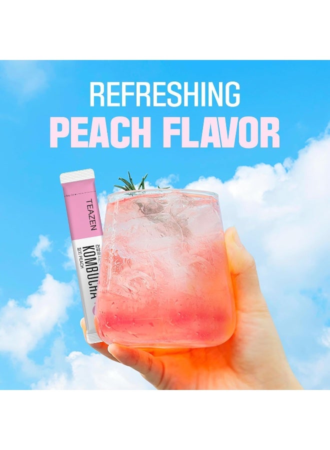 Teazen Kombucha Peach Probiotics - 10 Sticks - Image 3